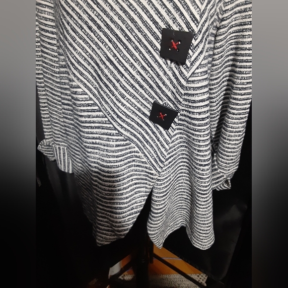 Vintange IC By Connie K Swing Blazer Striped Black White Women's Large BOHO - Picture 3 of 8